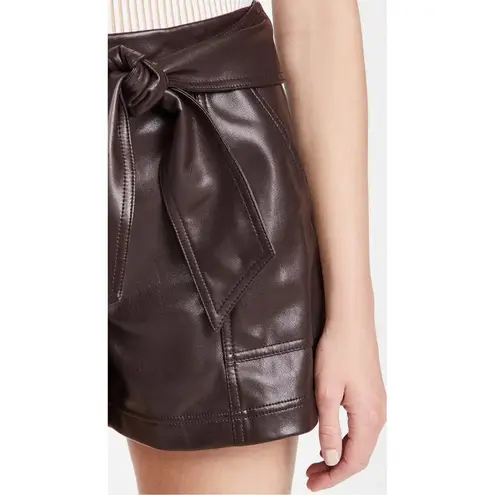 💕JONATHAN SIMKHAI💕 Mari Vegan Leather Tie Shorts Chocolate Dark Brown 8 NWT