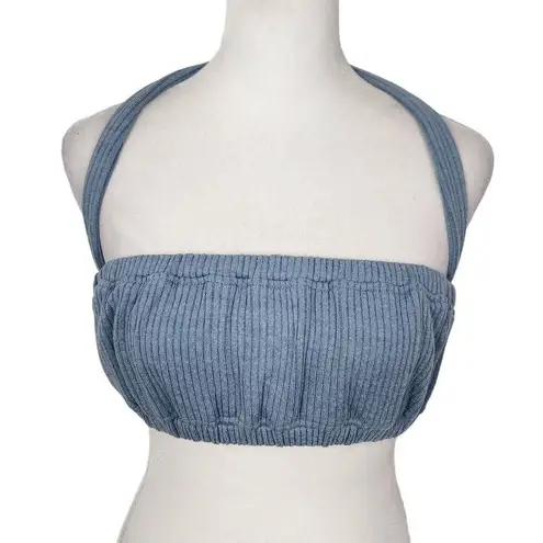 We Wore What Blue Halter Crop Top Size XS NWT Tie Neck Halter Top