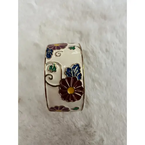 Met Museum MMA Enamel Cuff Watch Art Nouveau Tiffany Floral Gold Tone Japan