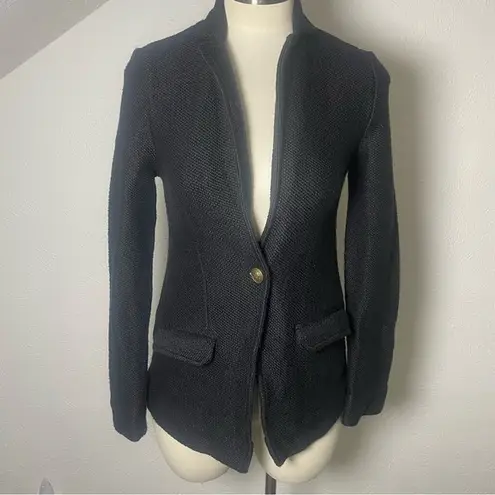 Anthropologie Maeve by  NWT Black Knit Blazer XXS Gold Crest Button Classic