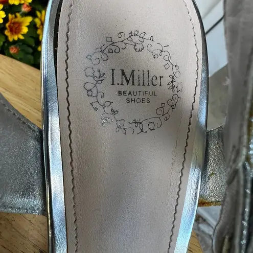 Clearance 50% off I.Miller Silver Strapppy Wedge Heel, Size 7.5
