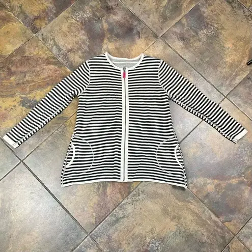 NWT A La Carte Reversible Zip Up Striped Jacket Medium Gray