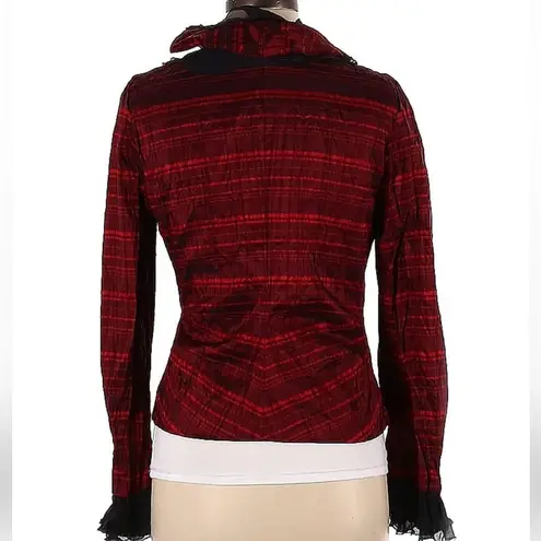 Alberto Makali Vintage 90s Y2K Crinkle Evening Jacket Cropped Formal Ruffled szM