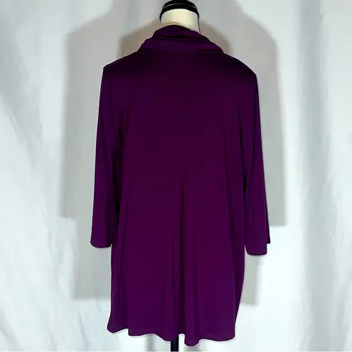 J. Jill • Wearever Collection Deep Purple 3/4 Sleeve Cowl Neck Size L Petite