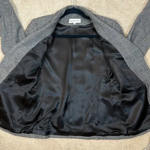 Bloomingdales Bloomingdale’s Blazer Jacket Gray Checkered Two Button Lined Women Size 4 Petite