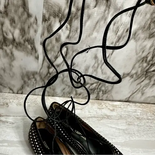 Black Lace Up Leg Wrap Gladiator Leather Ballet Flats Woven Handmade Basketweave Size 9