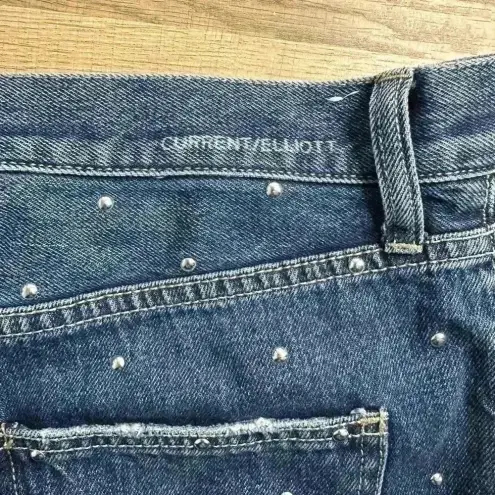 Current/Elliott  Vintage Cropped high waist Slim Studded jeans Sz 29