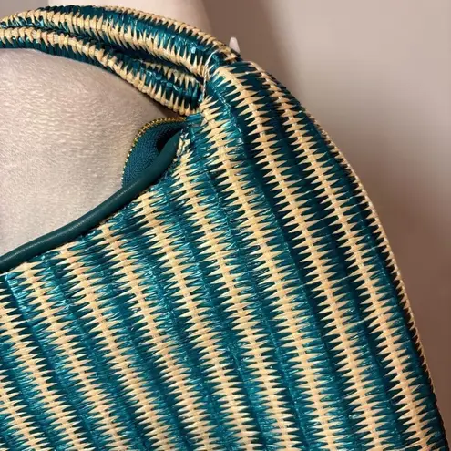 Melie Bianco Anthropologie The Brigitte Satchel by Raffia Edition turquoise NEW