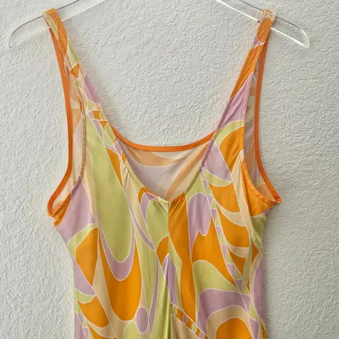 Delfi Collective Donna Multicolor Psychedelic Slip Dress Maxi Size Large Orange