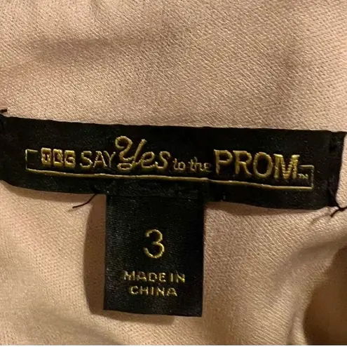 Say Yes to The Prom Dress Womens Size 3 Blue Beaded Halter Neck Sheer Satin Zip