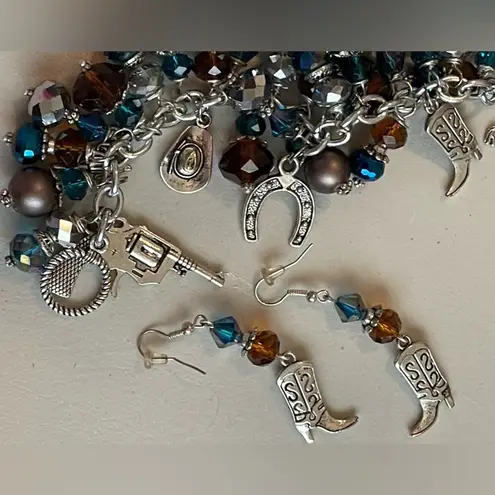 Cowgirl Up Glitzy Charm Bracelet & Earring Set Sparkle n Shimmer
