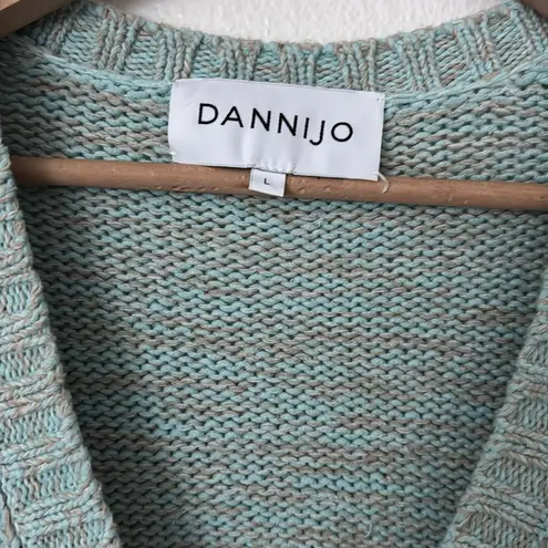 Dannijo L Cropped Cardigan With Pearl Buttons in Blue & Grey Heather Size L