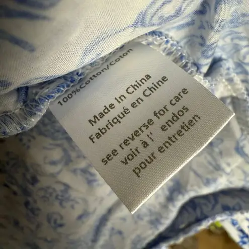 Caroline Constas Yara Blue Toile Floral Off Shoulder Puff Sleeve Maxi Dress S