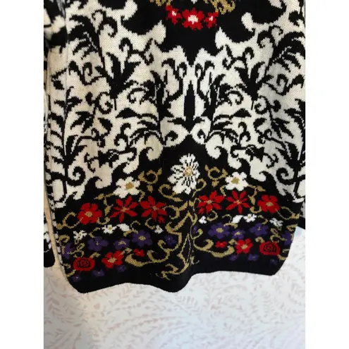 Vintage 80's Pointsettia Ugly Christmas Sweater XL Black