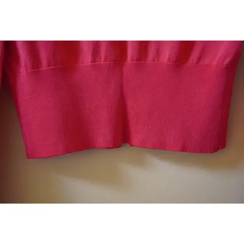 Sandro Paris Fine Knit Ribbed Cropped Cardigan Sweater Vivid Orange Size 1 Small