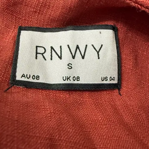 Runaway The Label Rust Maxi Dress Small Cutout Puff Sleeve Tiered Boho Chic Red