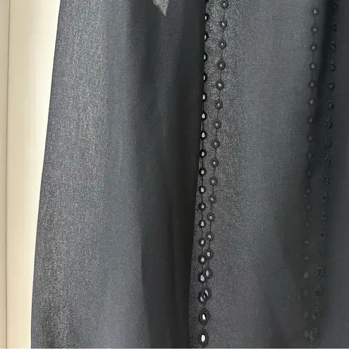 The Kooples Black Sheer Embroidered Button Down Blouse, Ruffle Front, Size XXS
