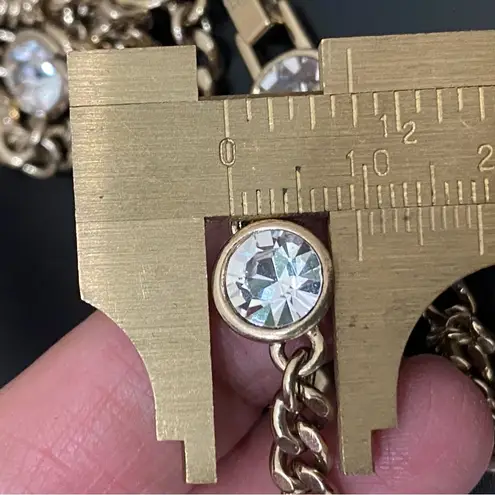 Givenchy Gold-tone Chain Clear Crystal Bezel 39” Long Station Necklace 67g.