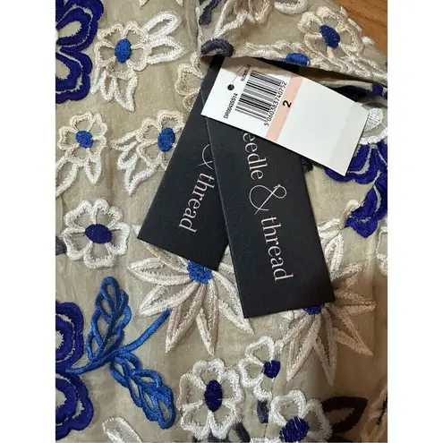 Needle & Thread Floral Organza Silk Dress Embroidered Belted Sz 2 NEW