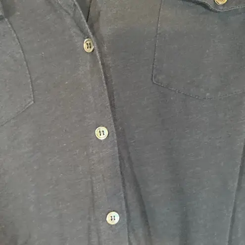 James Perse Black Lightweight Button Down Shirt Women Sz 4