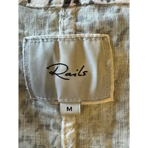 Rails Shirt Women Medium Ivory Linen Blend Thea The Rainbow Cheetah Print Blouse