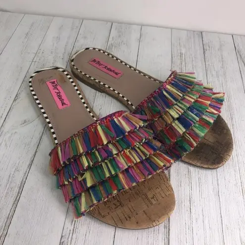 Betsey Johnson  Sandals Womens 7 Venus Confetti Slides  Multicolor Fabric Slip On