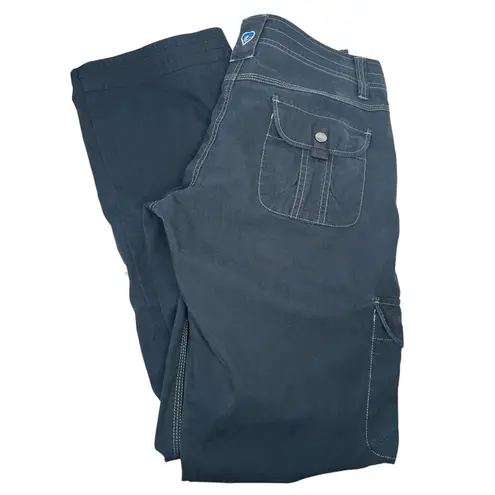 Kuhl Black Cargo Pants Sz 2 Roll Up Legs Snap Pockets Outdoor Hiking Adventure