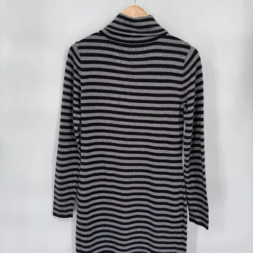 Daniel Cremieux Cremieux Turtleneck Sweater Dress Womens Medium Gray Black Stripe Wool Angora