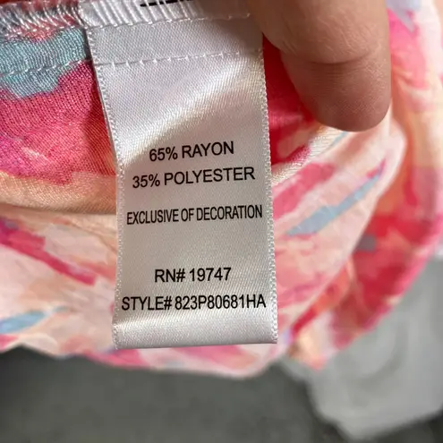 Counterparts Floral Crochet Trim Long Sleeve Blouse Womens XL Pink Peach New