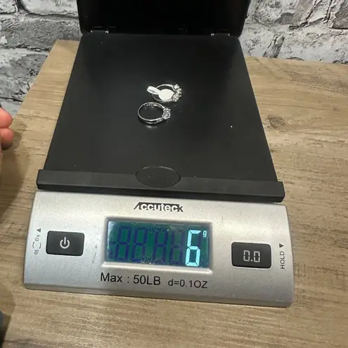 EUC Ring Set Yellow & Blue Stone 925 Sterling Silver Size 7 & 8