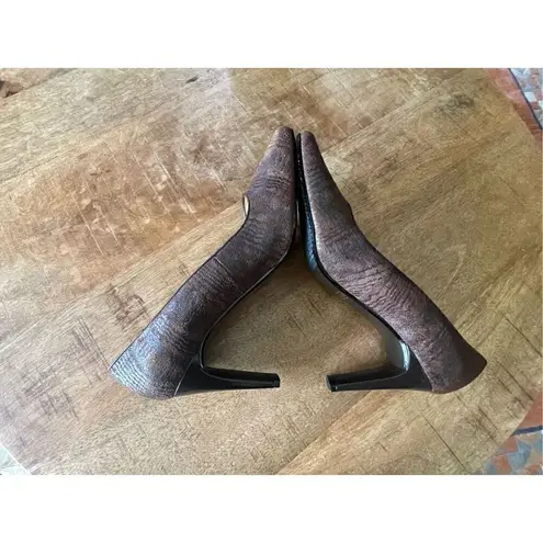 Bellini brown magenta leather chunky slim block heels 9M Size 9