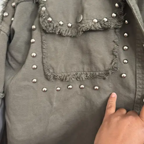 Elan Olive Studded oversized Jacket Sz M