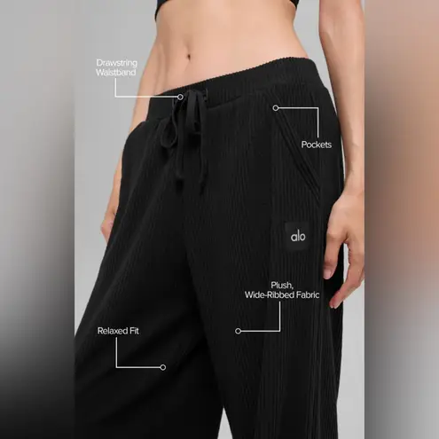 Alo Yoga Alo NWT Muse Wide Leg Pants Black & Drawstring, Pockets Size S