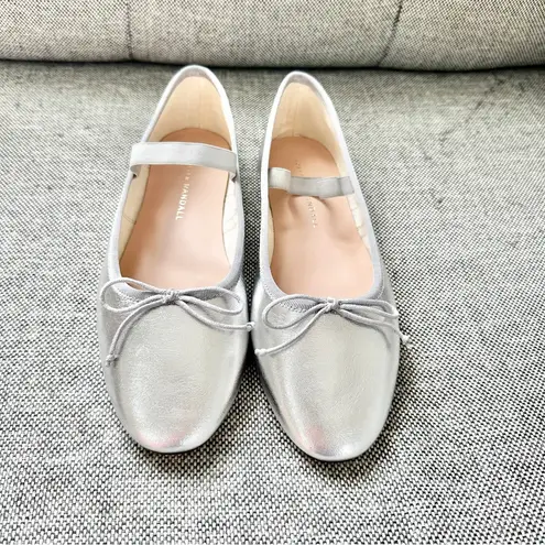 Loeffler Randall NEW Leonie Silver Leather Ballet Flat