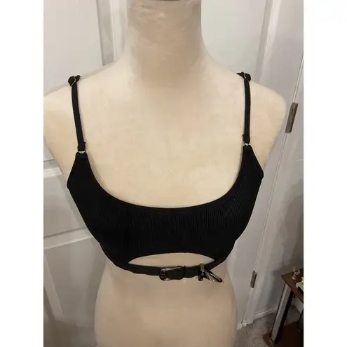 South Beach Black Cut Out Detail Buckle Accent Bikini Top, US 8 (Euro 40)