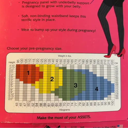 SPANX Assets maternity black opaque textured tights firming thigh rear size 2 M