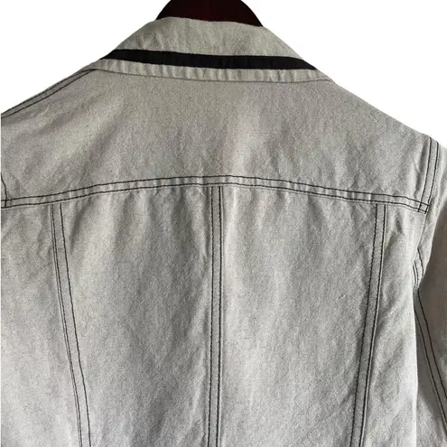 Harvé Benard Harve Bernard Women Cropped Jacket 4 Beige Brown Trim Scabby Chic Boho Y2K Retro