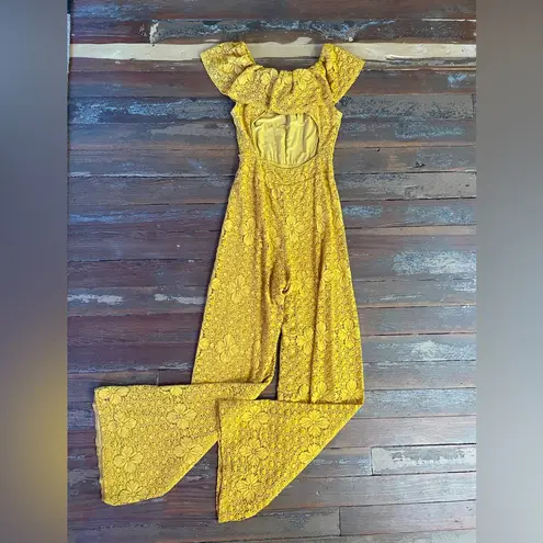Nightcap X Free People Sunflower Positano Off-Shoulder Lace Jumpsuit - Sz S ๐งก๐