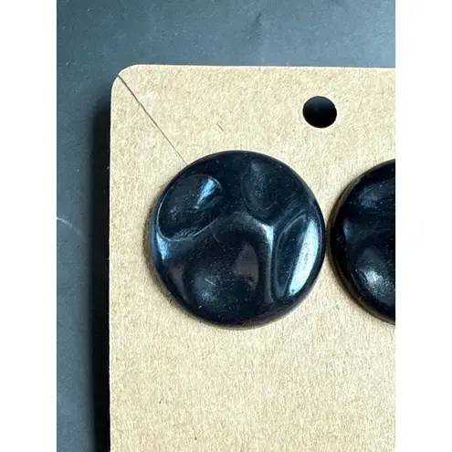 Vintage Retro Plastic Pretty Little Buttons Stud Earrings 1930s 1940s Black