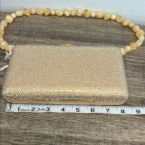 Haute Hippie Gold Clutch with Beaded Strap