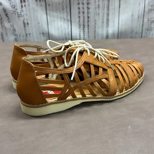 Rollie Nation Tan Leather Derby Cage Lace Up Shoes Size 7