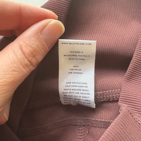 WILO The Label Ribbed High Waisted Ruched Hem Leggings Women Size S Burgundy Purple