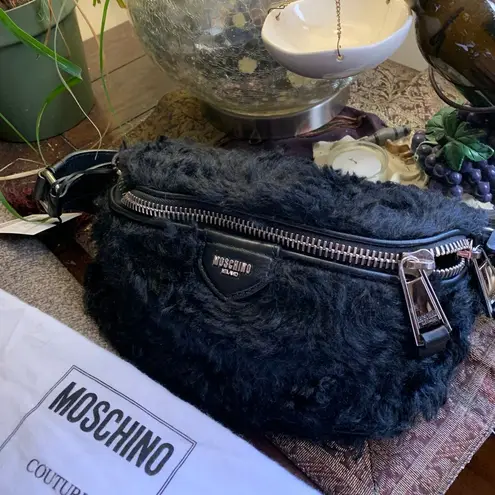 Moschino Authentic Fur/Leather zip belt bag