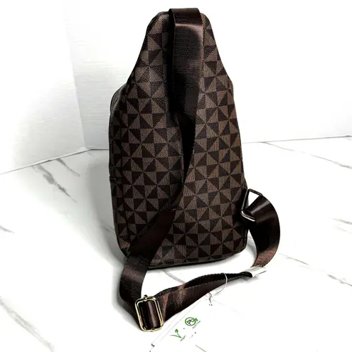 Vegan Sling Backpack Crossbody Geometric Pattern Lead