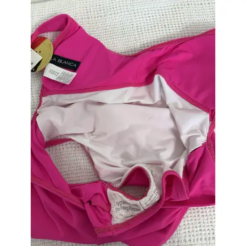 La Blanca Womens Scoop Back Side Button One Piece Swimsuit Flamingo Pink Size 6