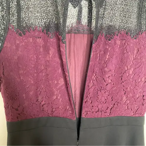 Elle Lace Mixed Media Illusion Fit & Flare Dress Sz 14 Dark Academia