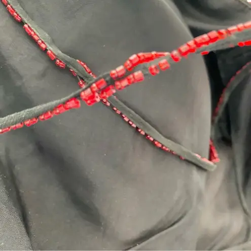 Zola Evening Red Sequin Beaded Fringe Hem Cocktail Evening Party Dress 8P petite