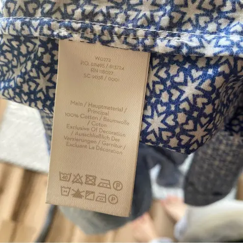 Boden Cora Blue with Star Print 3/4 Sleeve Blouse Cottagecore Size 2