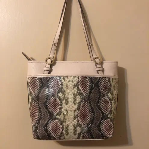 Anne Klein Neutral Snake Print Shoulder Tote Bag, Like New!