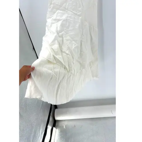 Sundance Linen Tiered off White Fit Flare Boho Layering Midi Tank Dress size PM